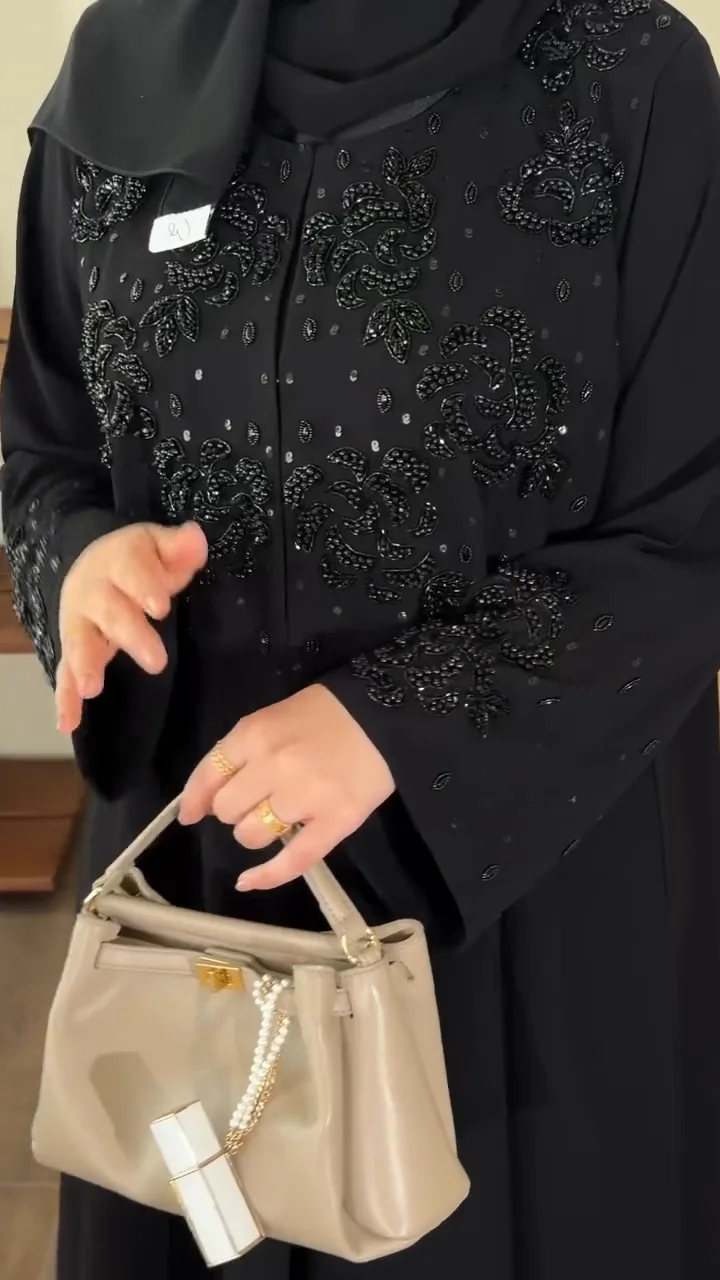 Black Floral Handwork abaya