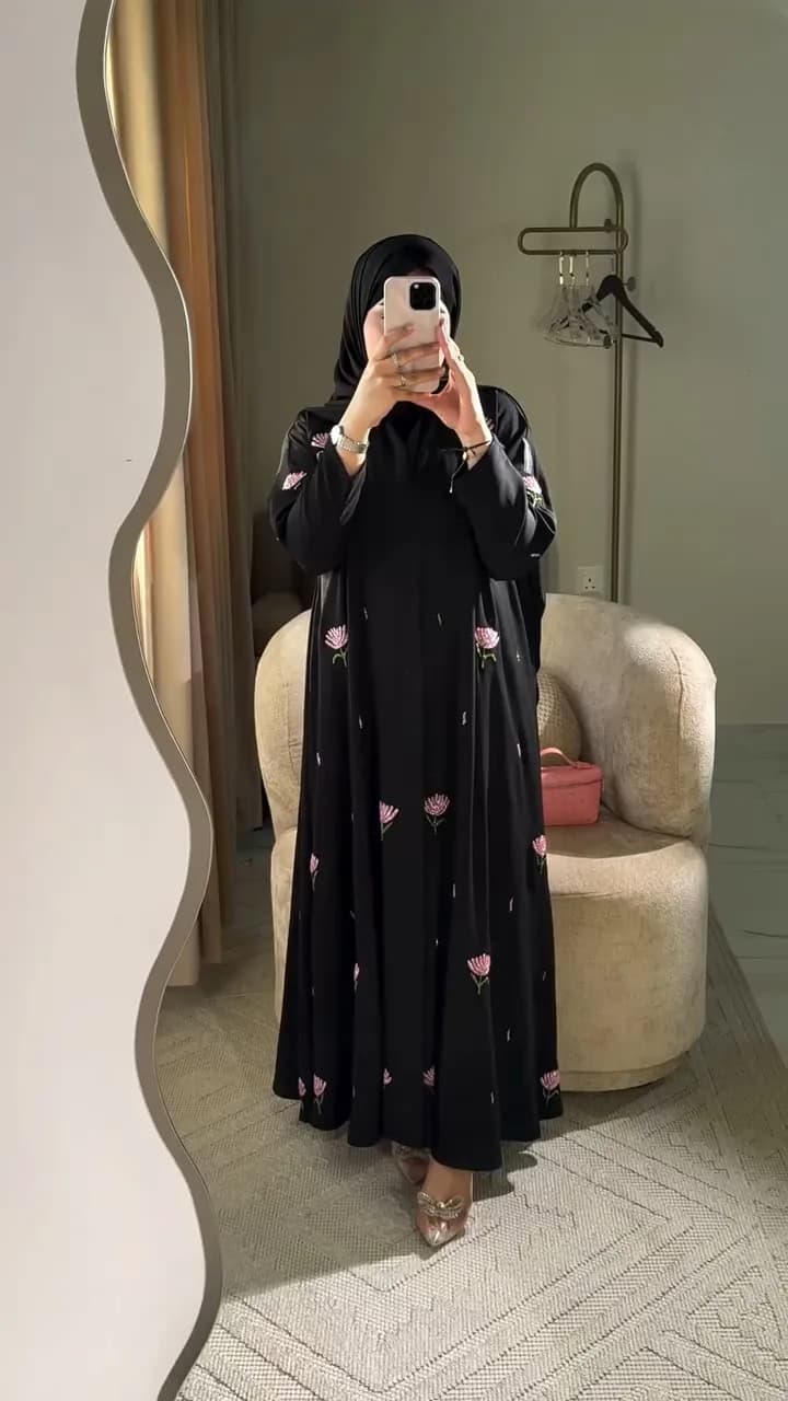 Floral Pink Handwork Abaya