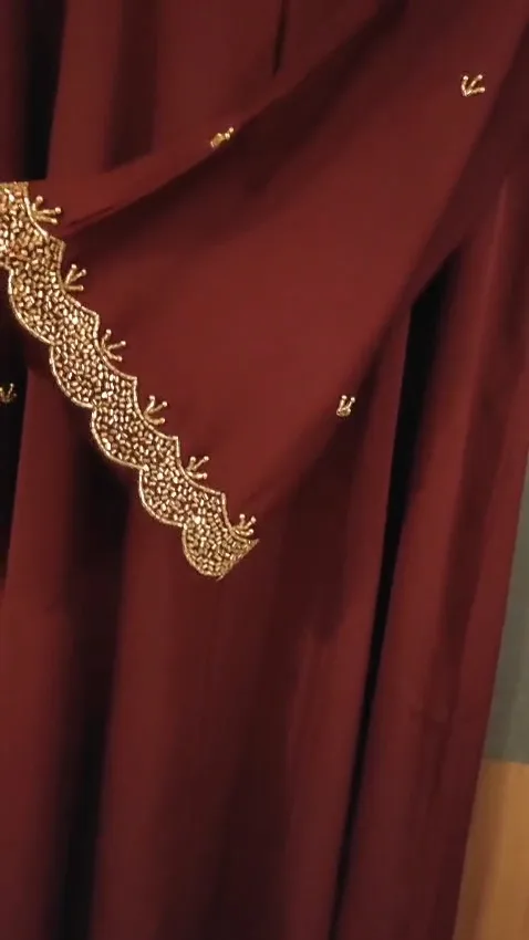 Red Gold Handwork Abaya
