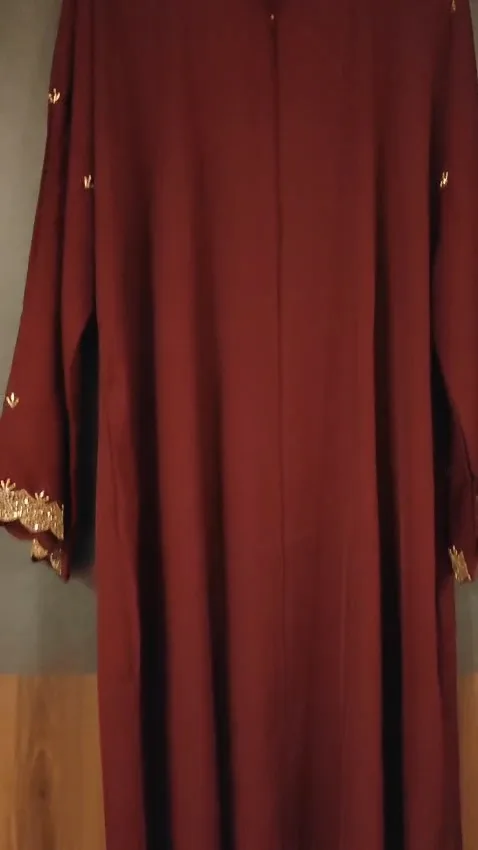 Red Gold Handwork Abaya — 2