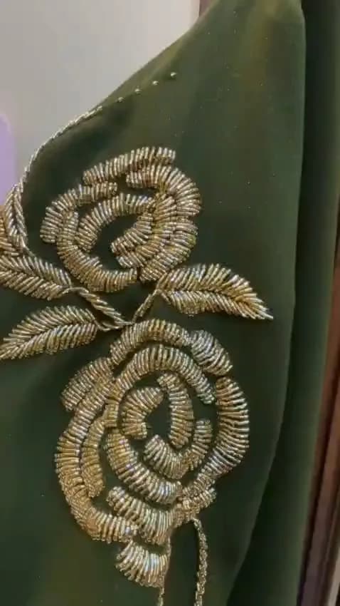 Olive Gold Handwork Abaya
