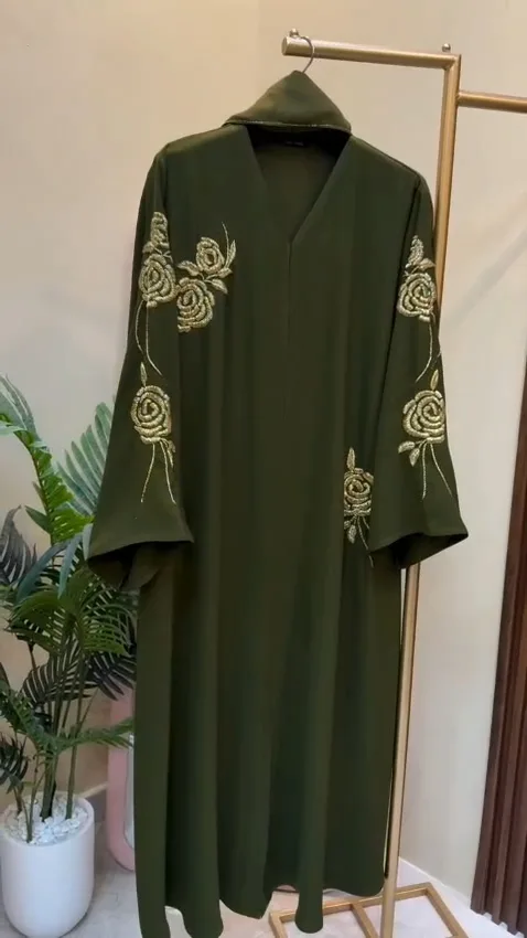 Olive Gold Handwork Abaya — 2