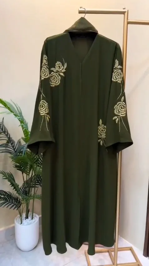 Olive Gold Handwork Abaya — 4