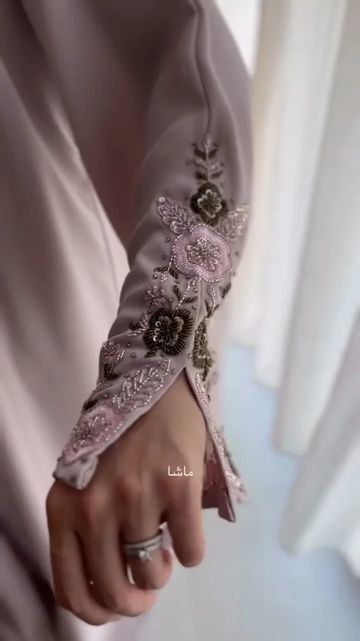 Cream Autumn Handwork Abaya — 5
