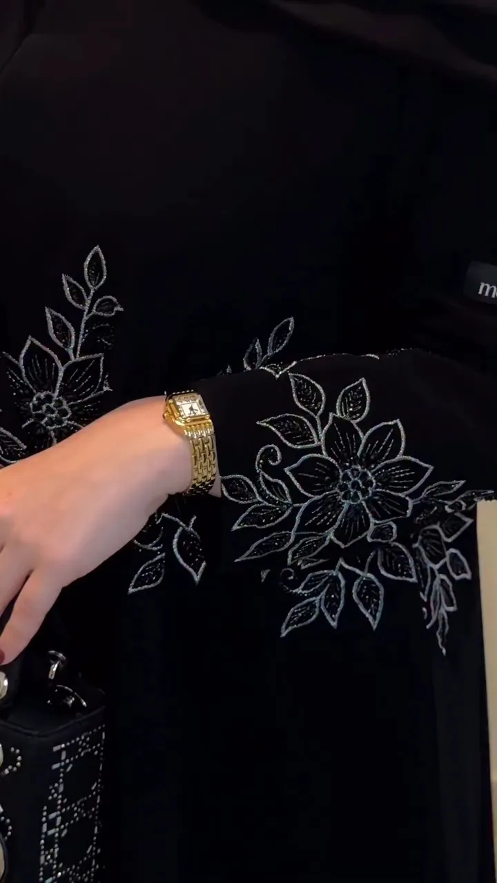 Floral Black Handwork Abaya