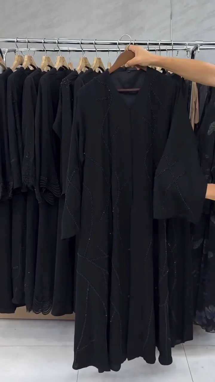 Double imported chiffon nida worked abaya — 3