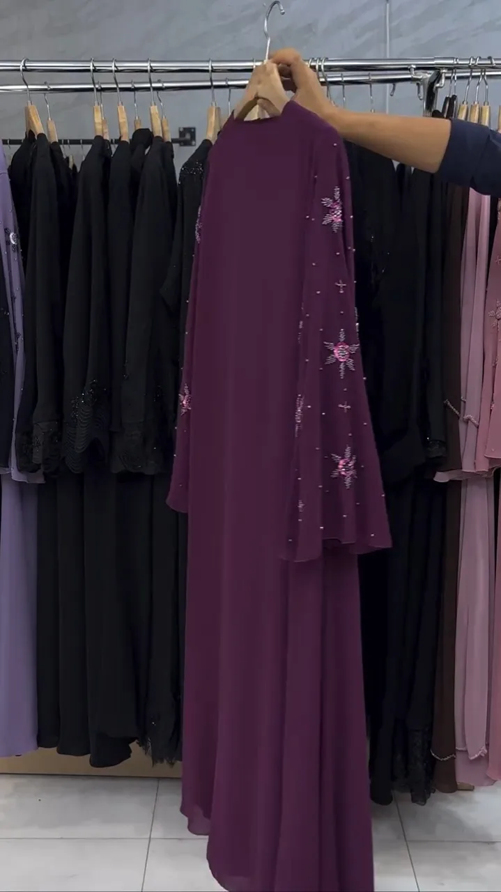 Double Chiffon Handwork abaya — 3