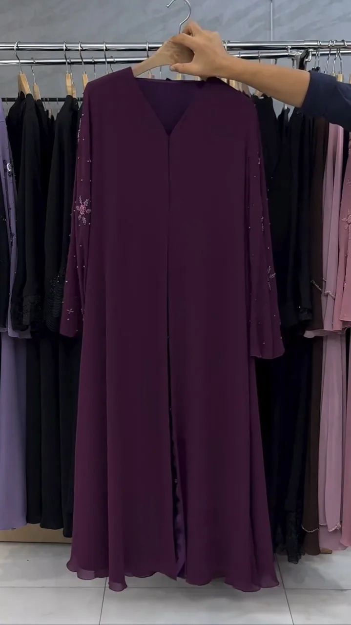 Double Chiffon Handwork abaya — 5