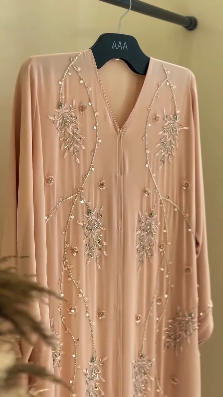 Silver Peach Handwork abaya — 3