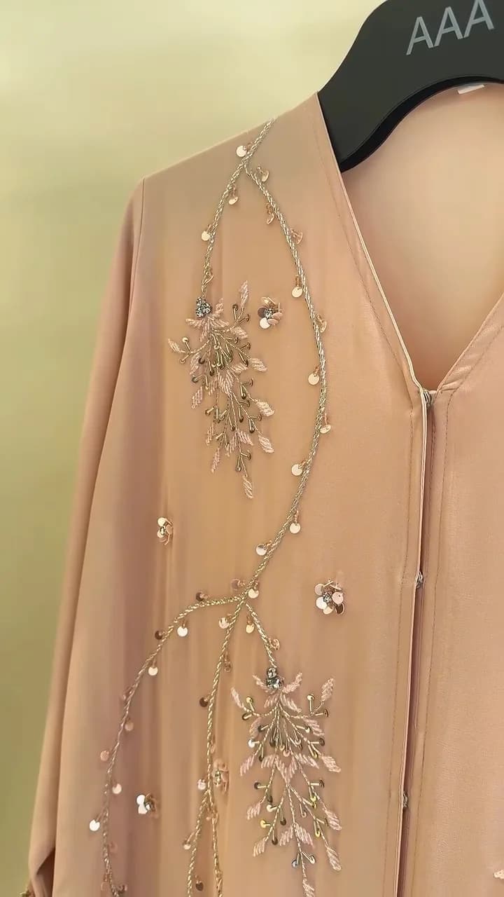 Silver Peach Handwork abaya — 4