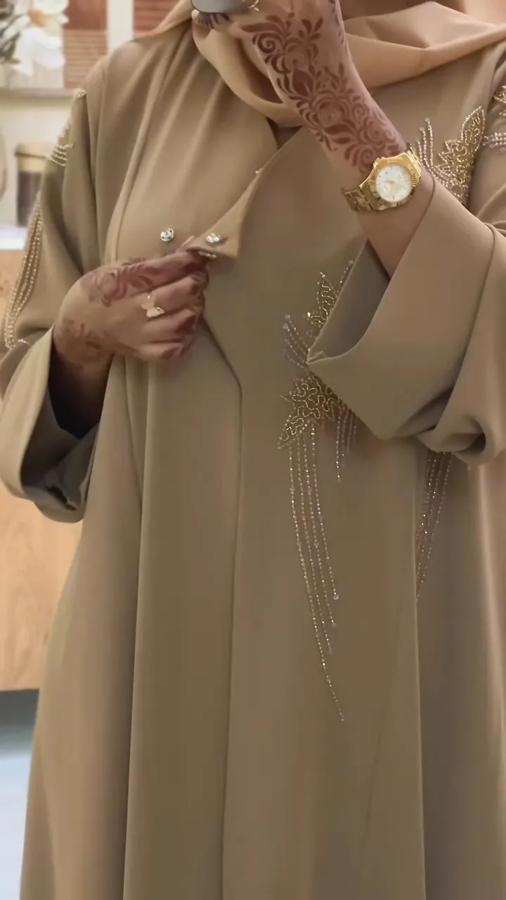 Beige Handworked abaya — 2