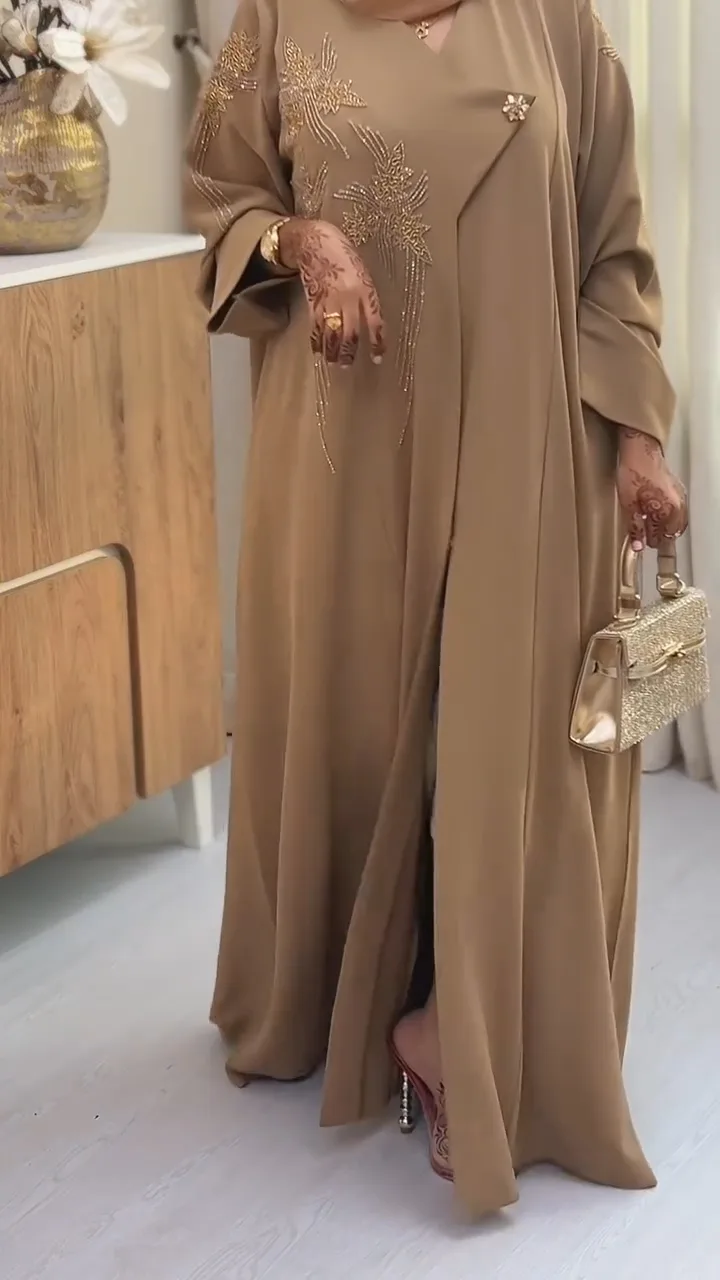 Beige Handworked abaya — 4